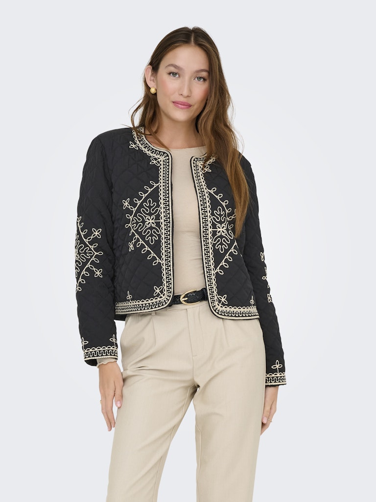 Jdybillie L/s Quilted Emb Shacket  Wvn - Zwart Dessin