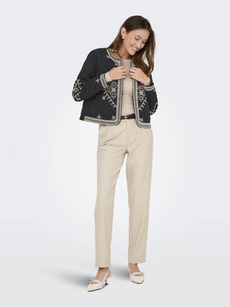 Jdybillie L/s Quilted Emb Shacket  Wvn - Zwart Dessin