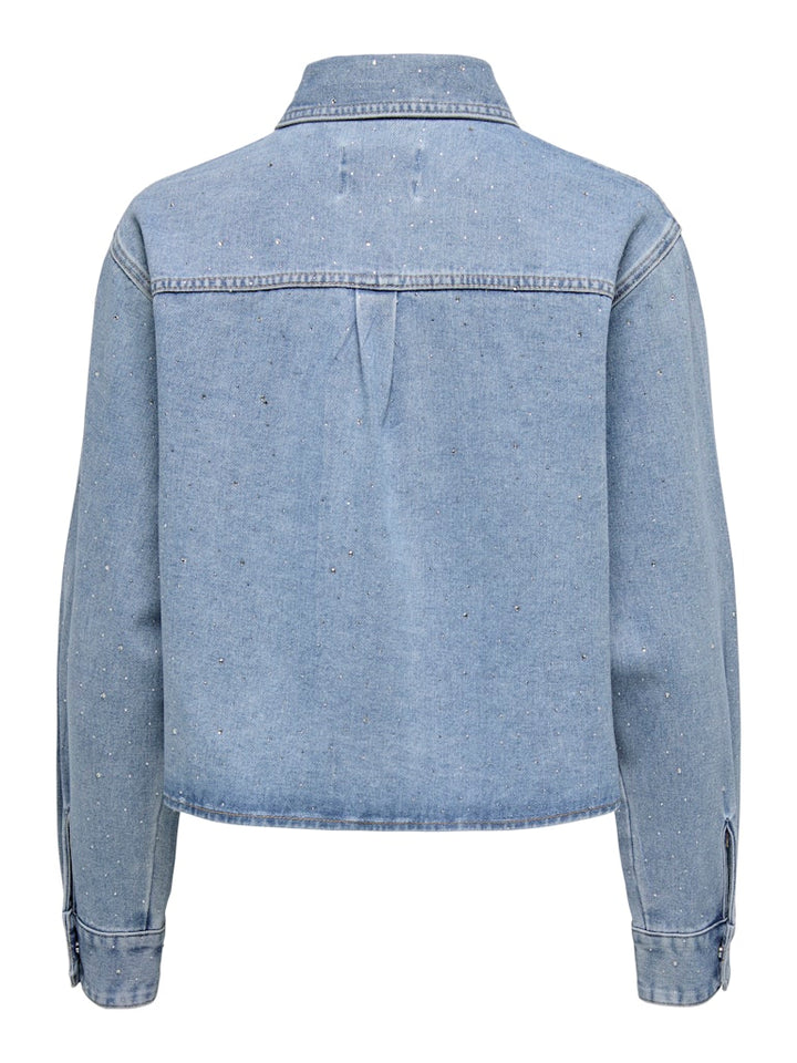 Onlmaggiemay L/s Rhinest Dnm Shirt - Blue Denim
