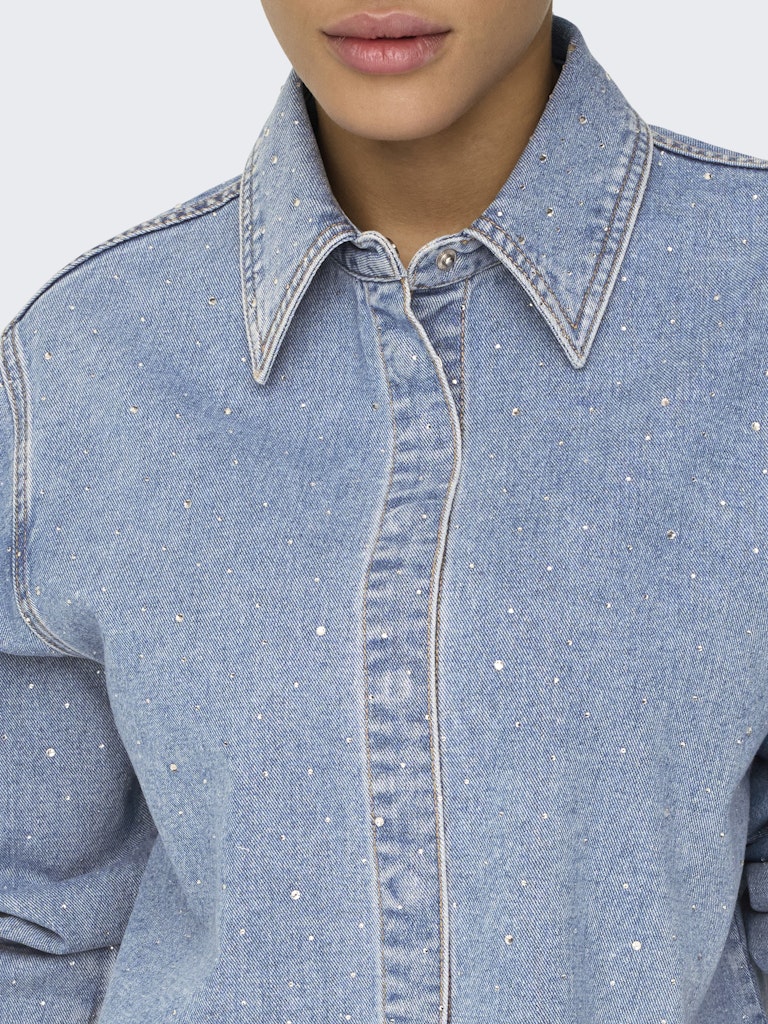 Onlmaggiemay L/s Rhinest Dnm Shirt - Blue Denim