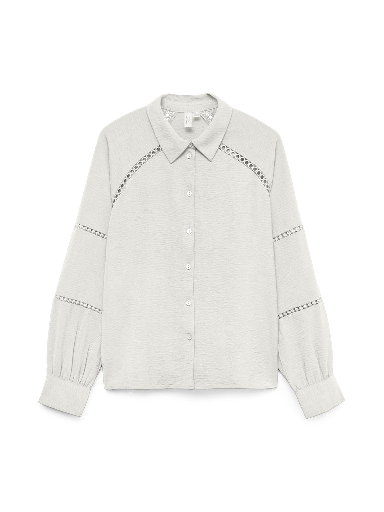 Vmgusla L/s Shirt Wvn Btq Ga - Off-white