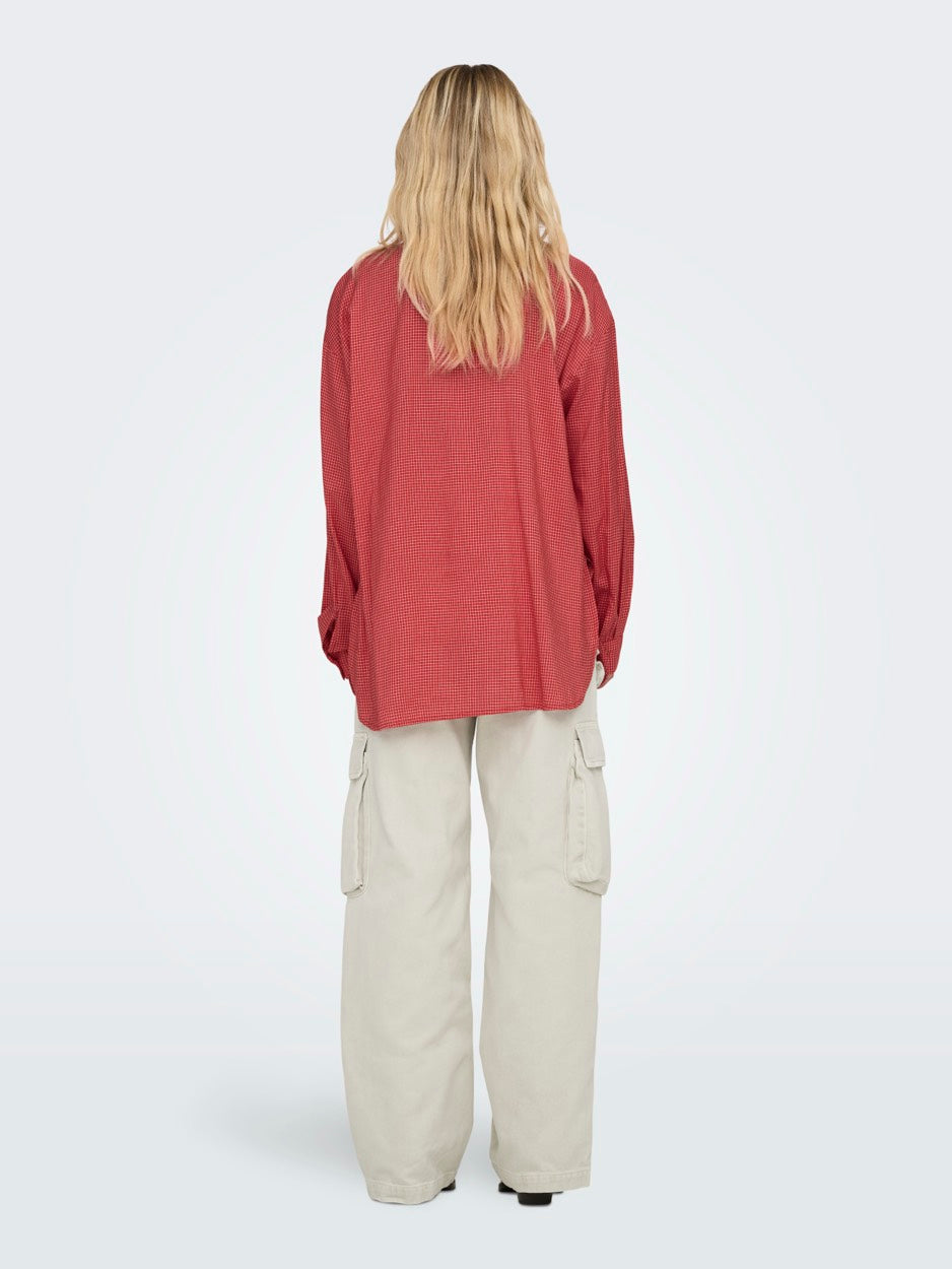 Onlmaggie Ls Check Shirt - Rood Dessin