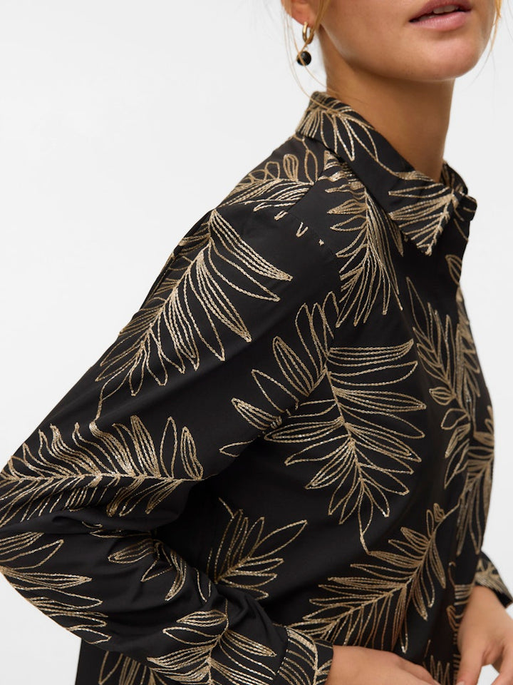 Vmgertrude L/s Shirt Wvn Btq Ga - Zwart Dessin
