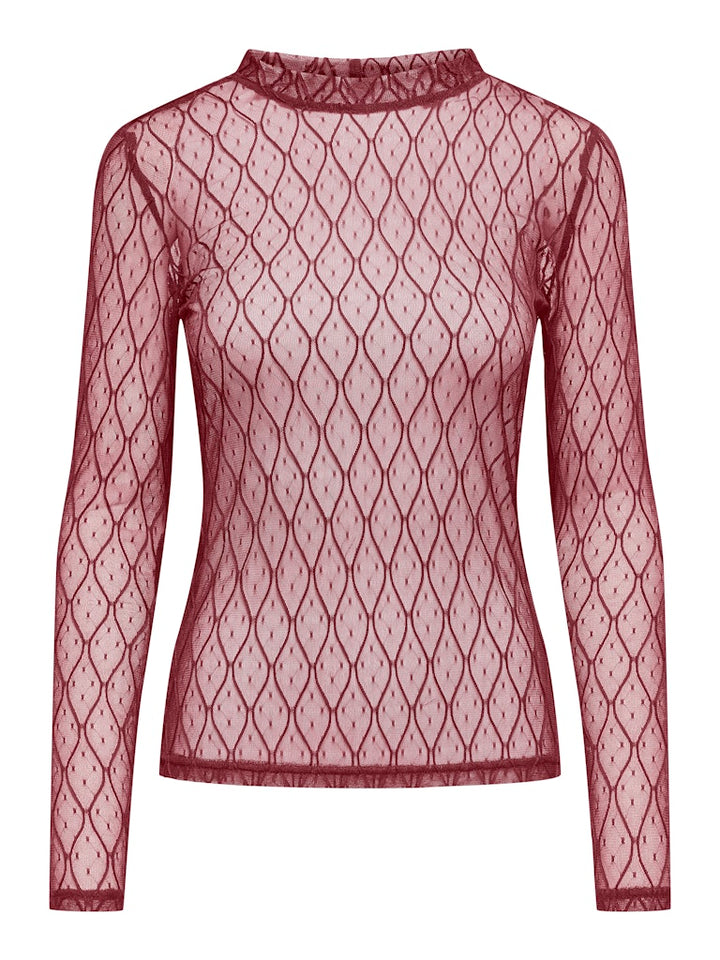 Onlsalina L/s Lace Top Jrs - Bordeaux