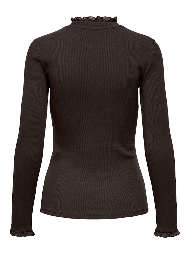 Onlleslie L/s Lace Mix Top Jrs Noos - Bruin