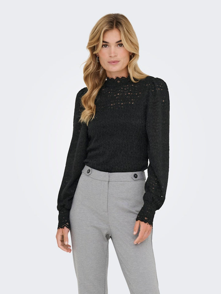 Onlsvea L/s Mockneck Top Cs Jrs - Zwart