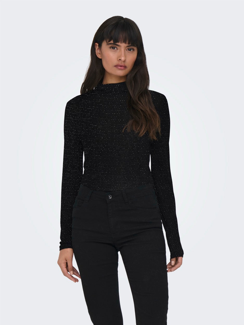 Onlclara L/s Rollneck Jrs - Zwart
