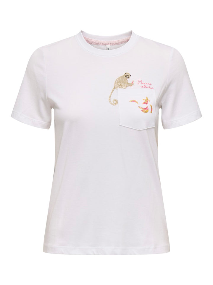 Onlpolli Life Reg S/s Pocket Top Bo - Off-white