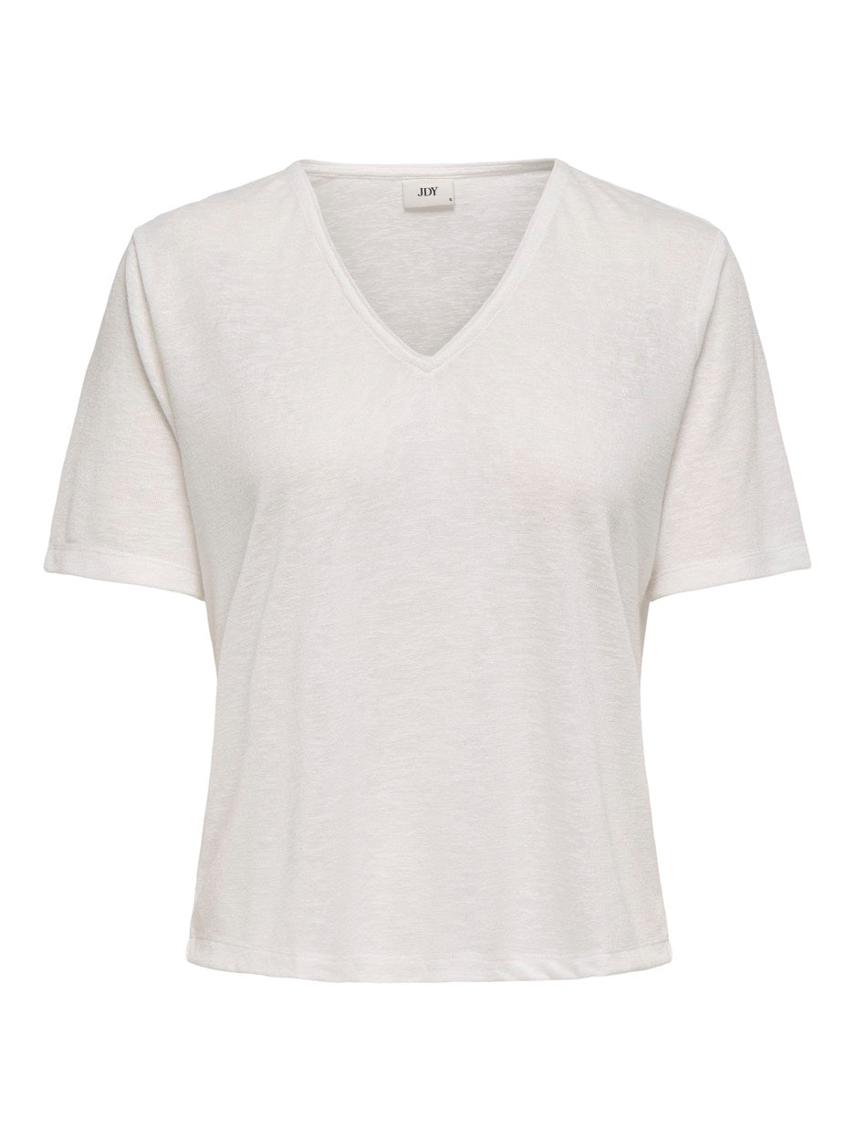 Jdycamille S/s V-neck Glitter Top J - Off-white