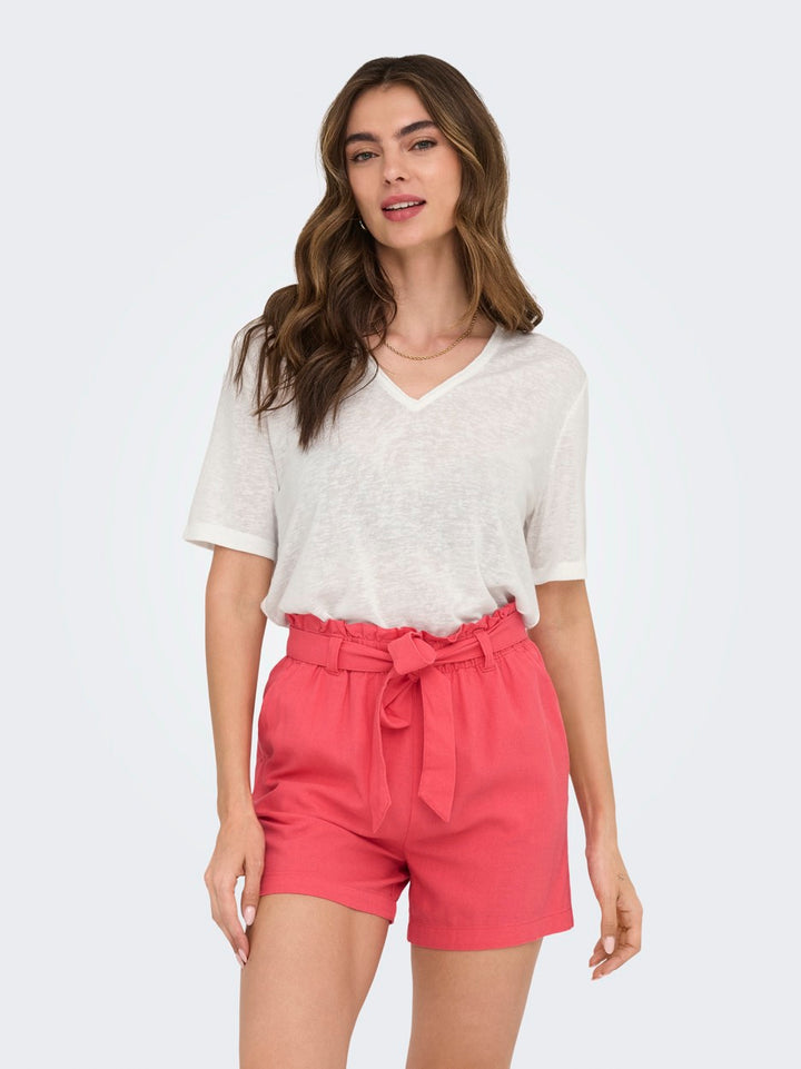 Jdycamille S/s V-neck Glitter Top J - Off-white