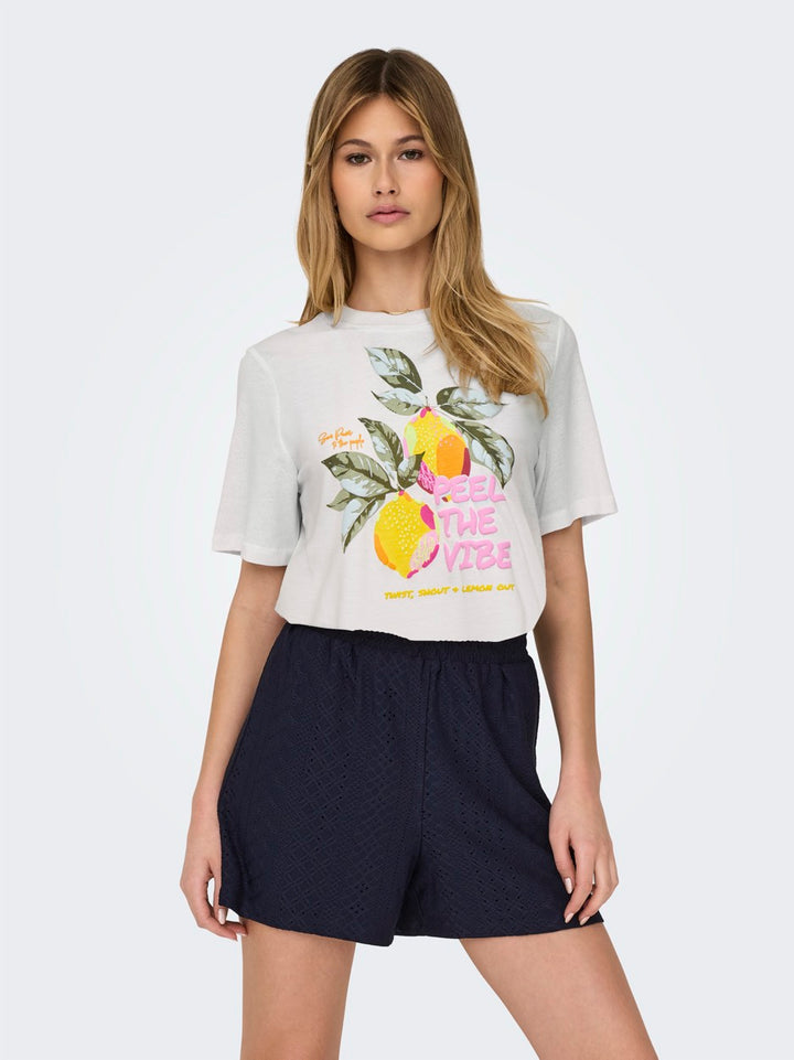 Onlblinis Life S/s Fruit Top Box Jrs - Off-white