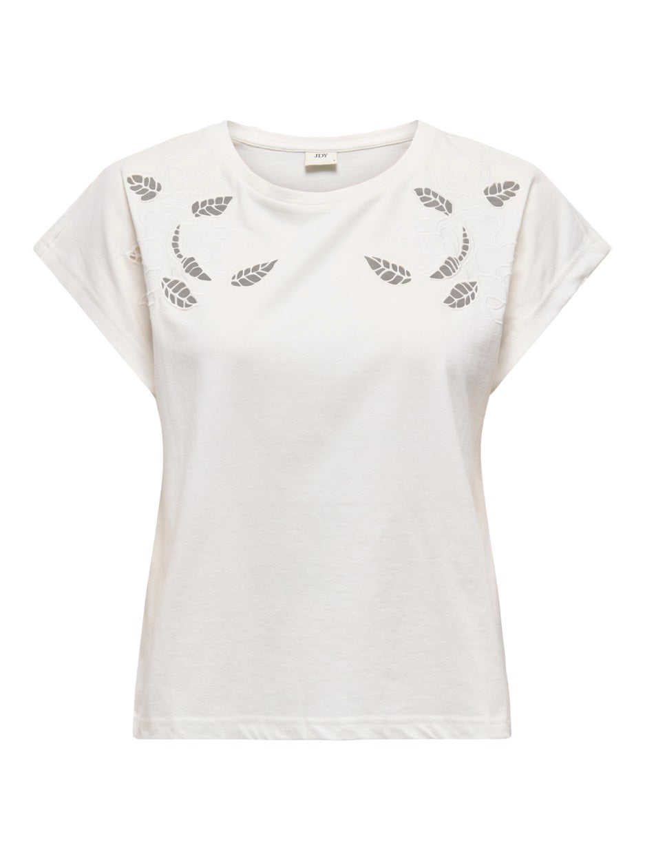 Jdyrose Ss O-neck Emb Top - Off-white