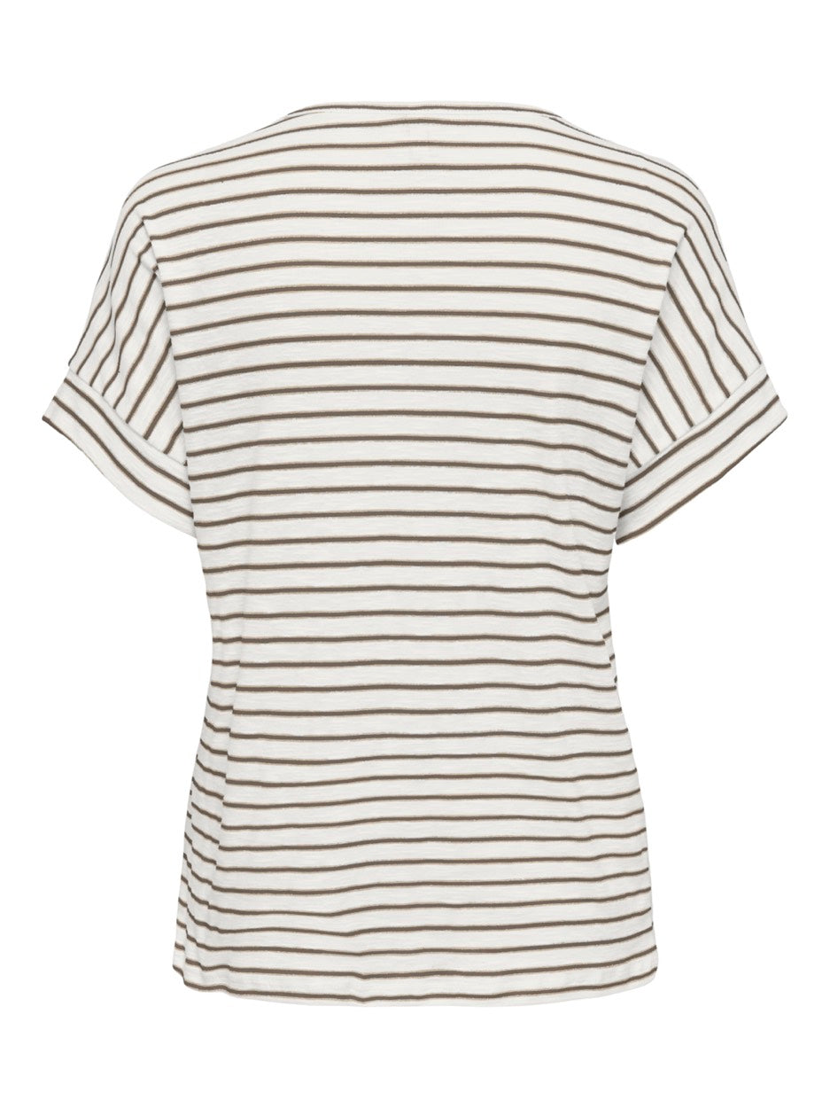 Onliben S/s Moster V-neck Glitter T - Ecru Dessin