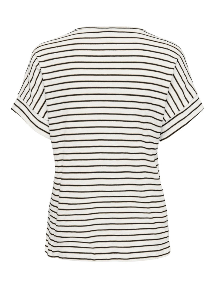 Onliben S/s Moster V-neck Glitter T - Ecru Dessin