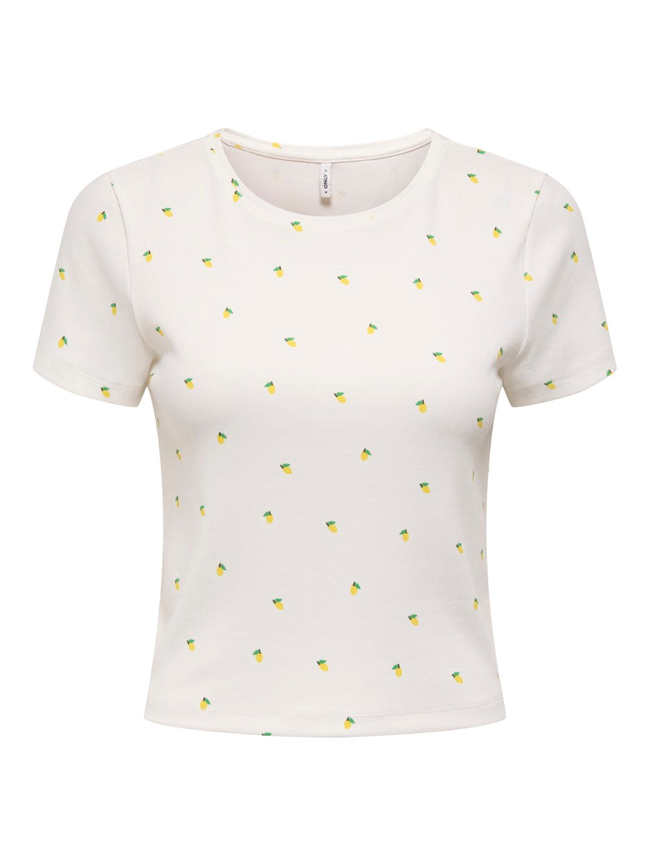 Onlfenja Life Ss Aop Top Jrs Noos - Wit Dessin