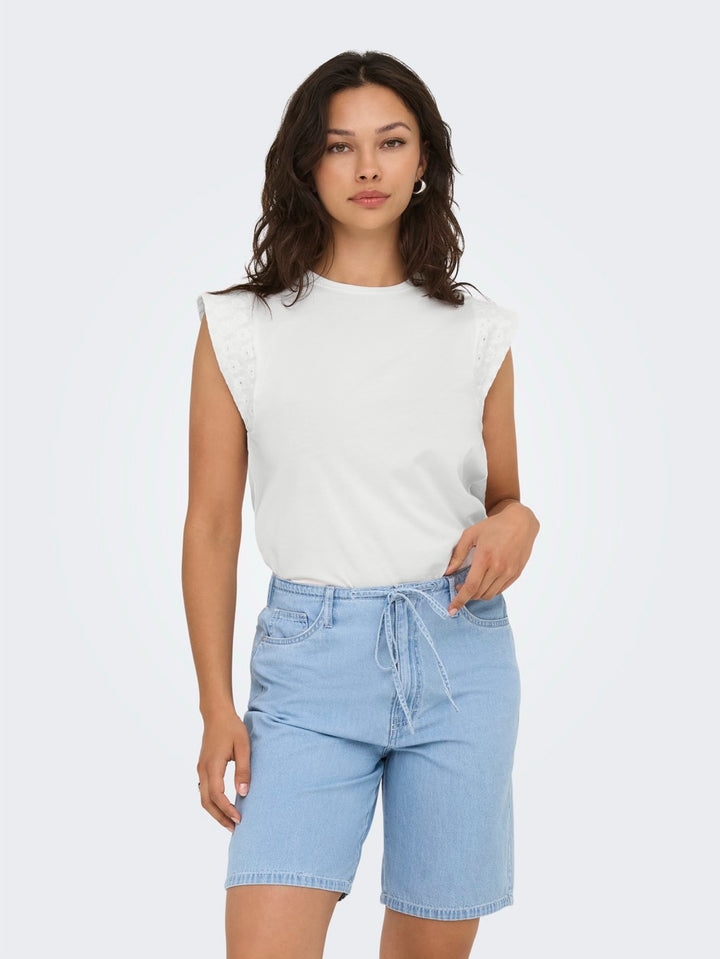 Onlhenriette Life S/l Mix Top Jrs - Wit Dessin