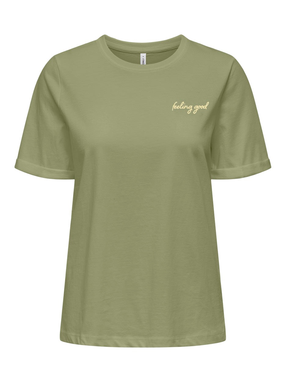 Onllea Life S/s Emb. Top Cs Jrs - Oud Groen