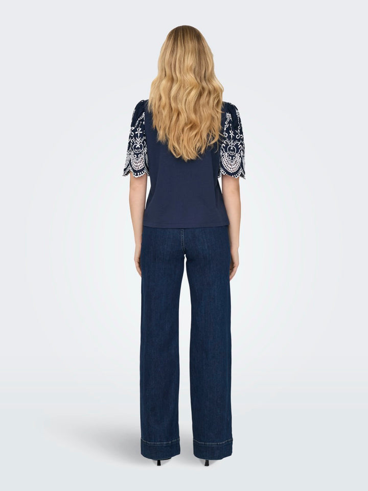 Jdyoma Broderie Anglaise Top Jrs - Navy