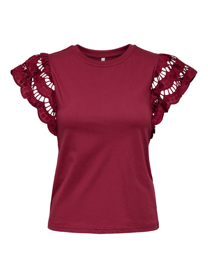 Onlmacy S/s O-neck Mix Top Box Jrs - Wijnrood