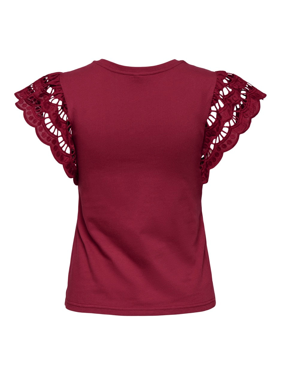 Onlmacy S/s O-neck Mix Top Box Jrs - Wijnrood