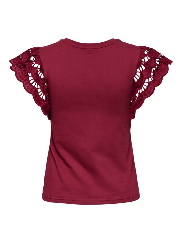 Onlmacy S/s O-neck Mix Top Box Jrs - Wijnrood