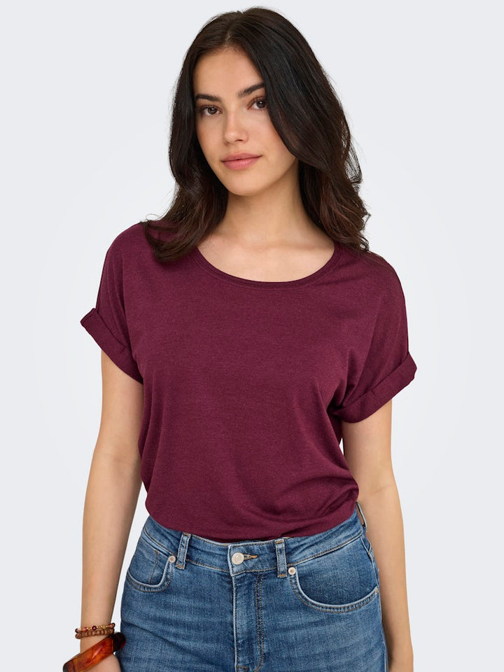 Onlmoster S/s O-neck Top Noos Jrs - Bordeaux