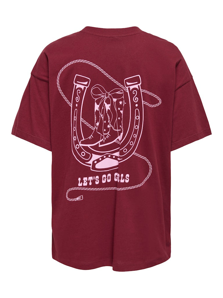 Onlvivvi Life S/s Lovely Top Jrs - Bordeaux