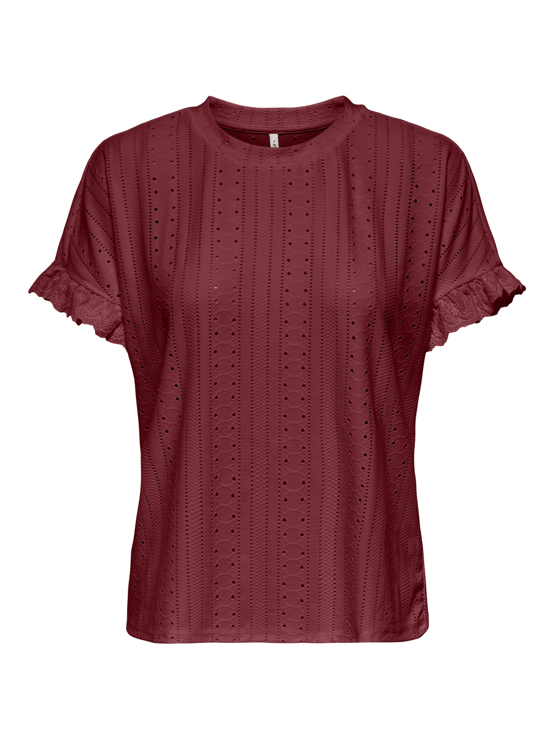 Onlsmilla S/s Frill Mix Top Cs Jrs - Bordeaux