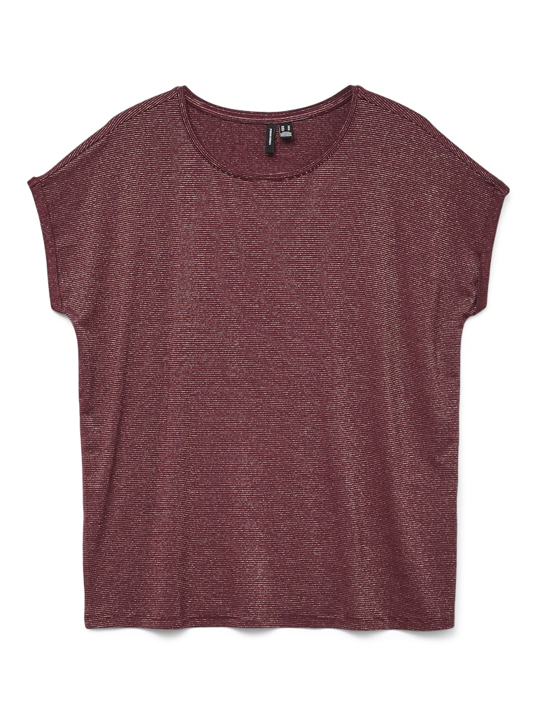 Vmlava Glitter Ss Top Stripe Ga Jrs Noos - Rood Dessin