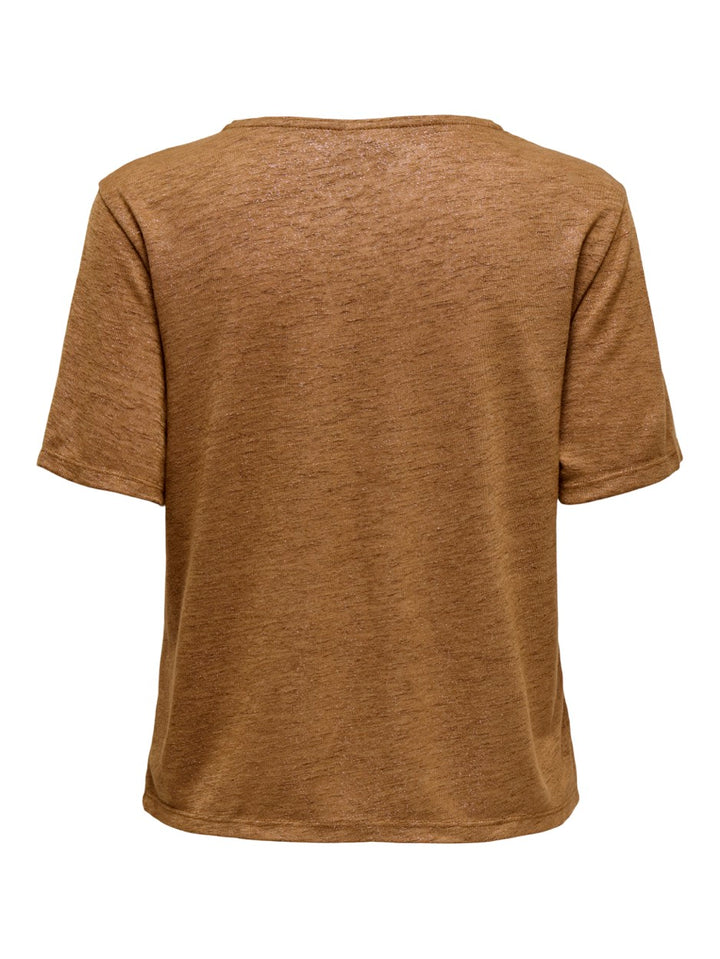 Jdycamille S/s V-neck Glitter Top J - Camel