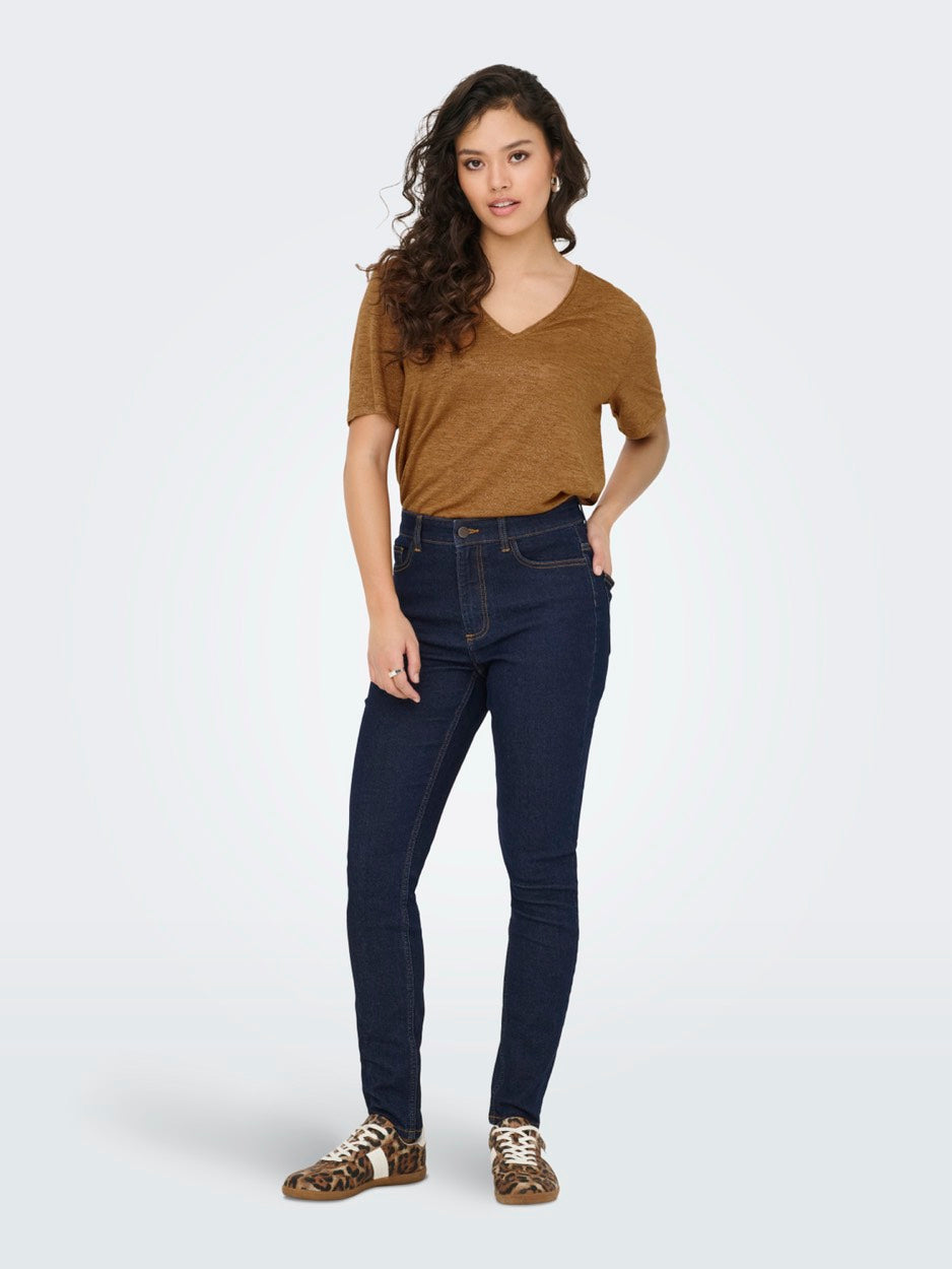 Jdycamille S/s V-neck Glitter Top J - Camel