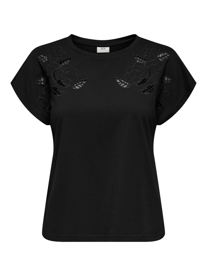 Jdyrose Ss O-neck Emb Top - Zwart
