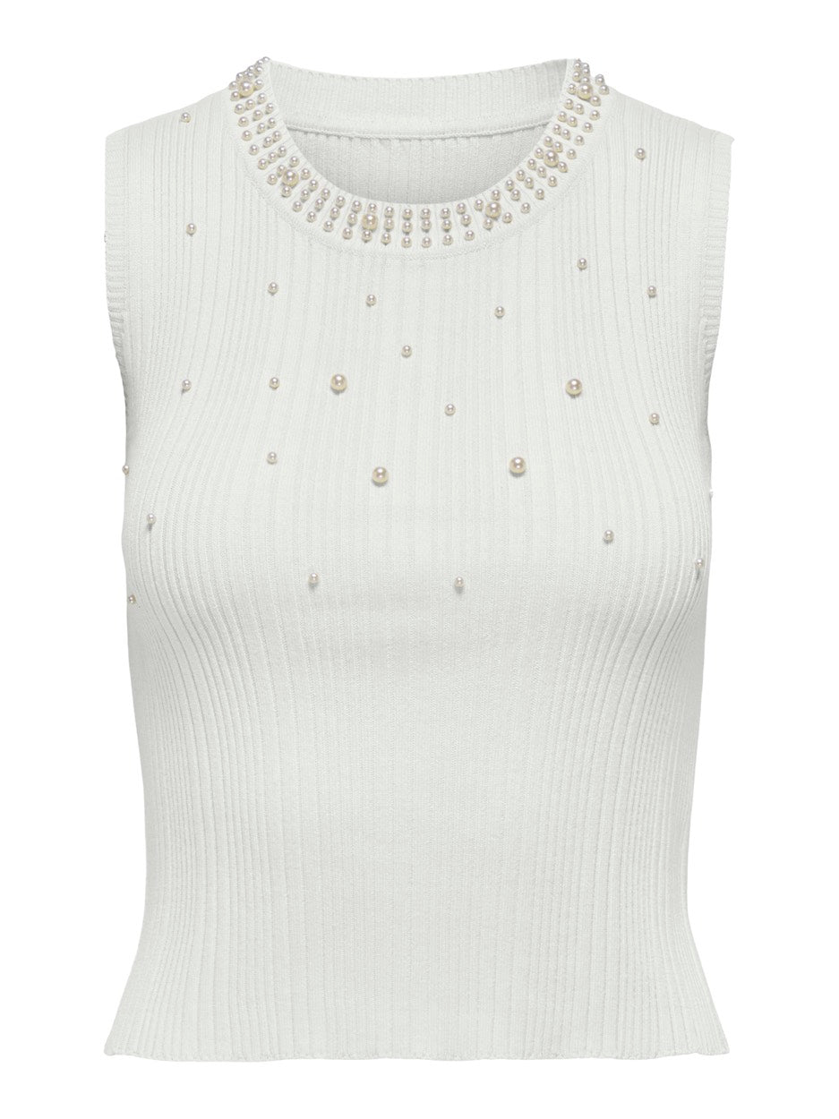 Onlmeg Sl Pearl O-neck - Off-white