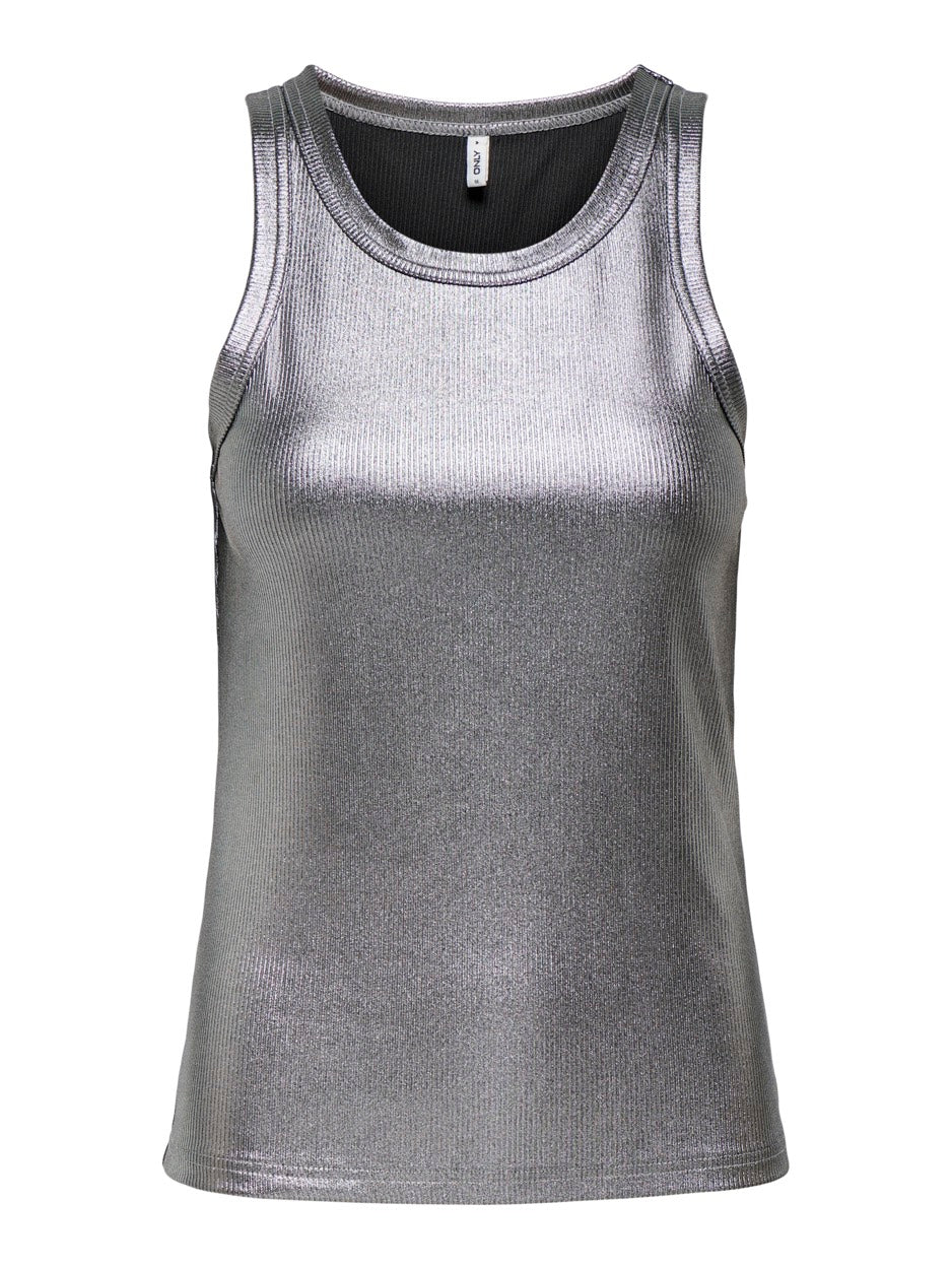 Onlsol Life S/l Glitter Rib Top Jrs - Zilverkleurig
