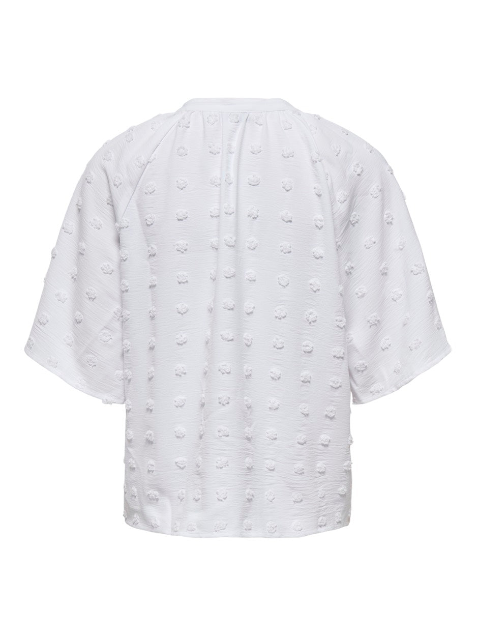 Onlivana Life 34 Dobby V-neck Top Wvn Cs - Wit