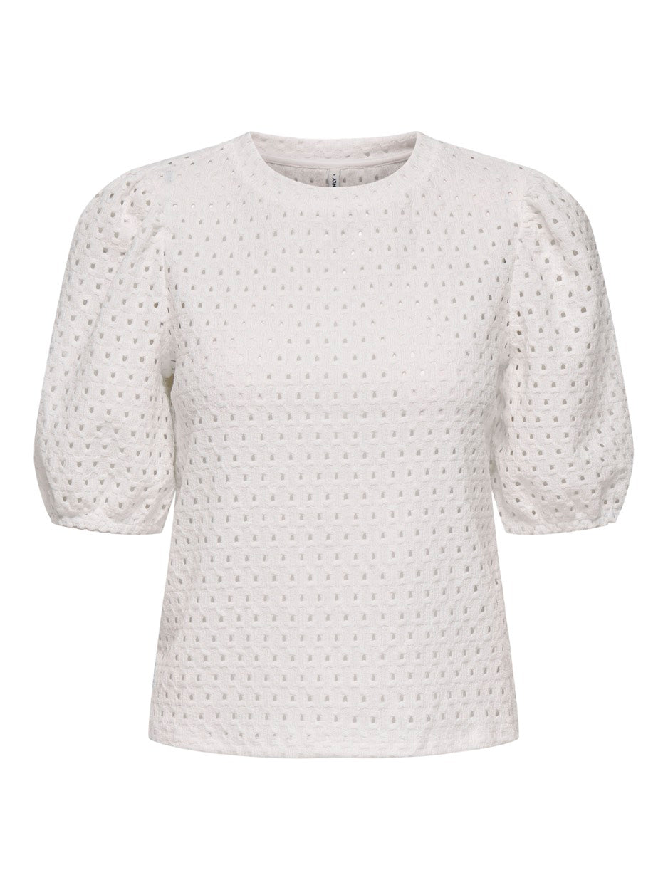 Onlelisa S/s O-neck Top Box Jrs - Off-white