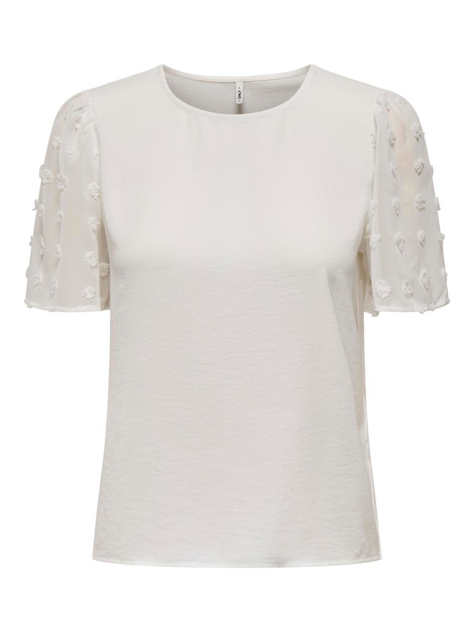 Onlemery Life S/s O-neck Mix Top Jr - Off-white