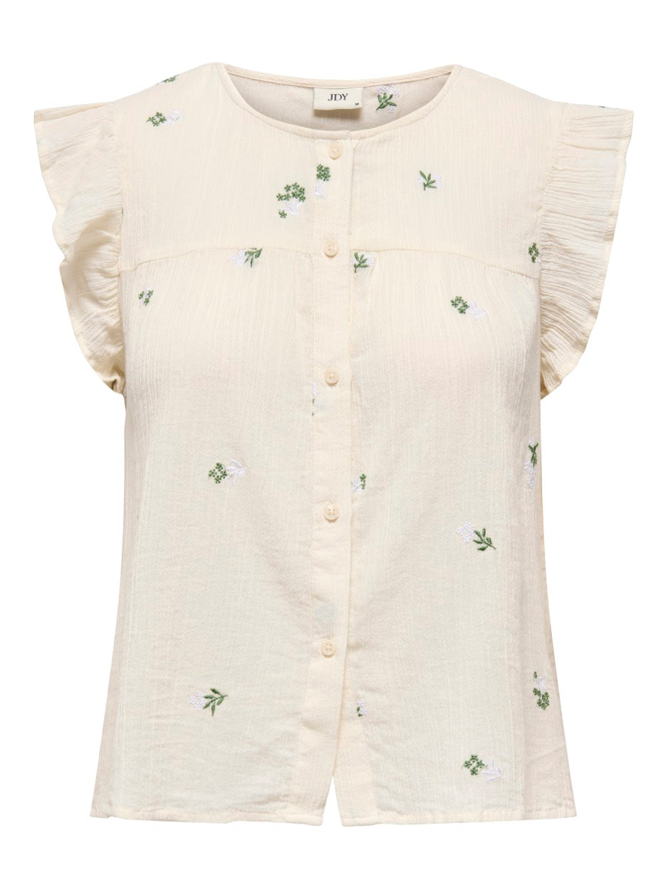 Jdyalba Sl Frill Shirt - Ecru