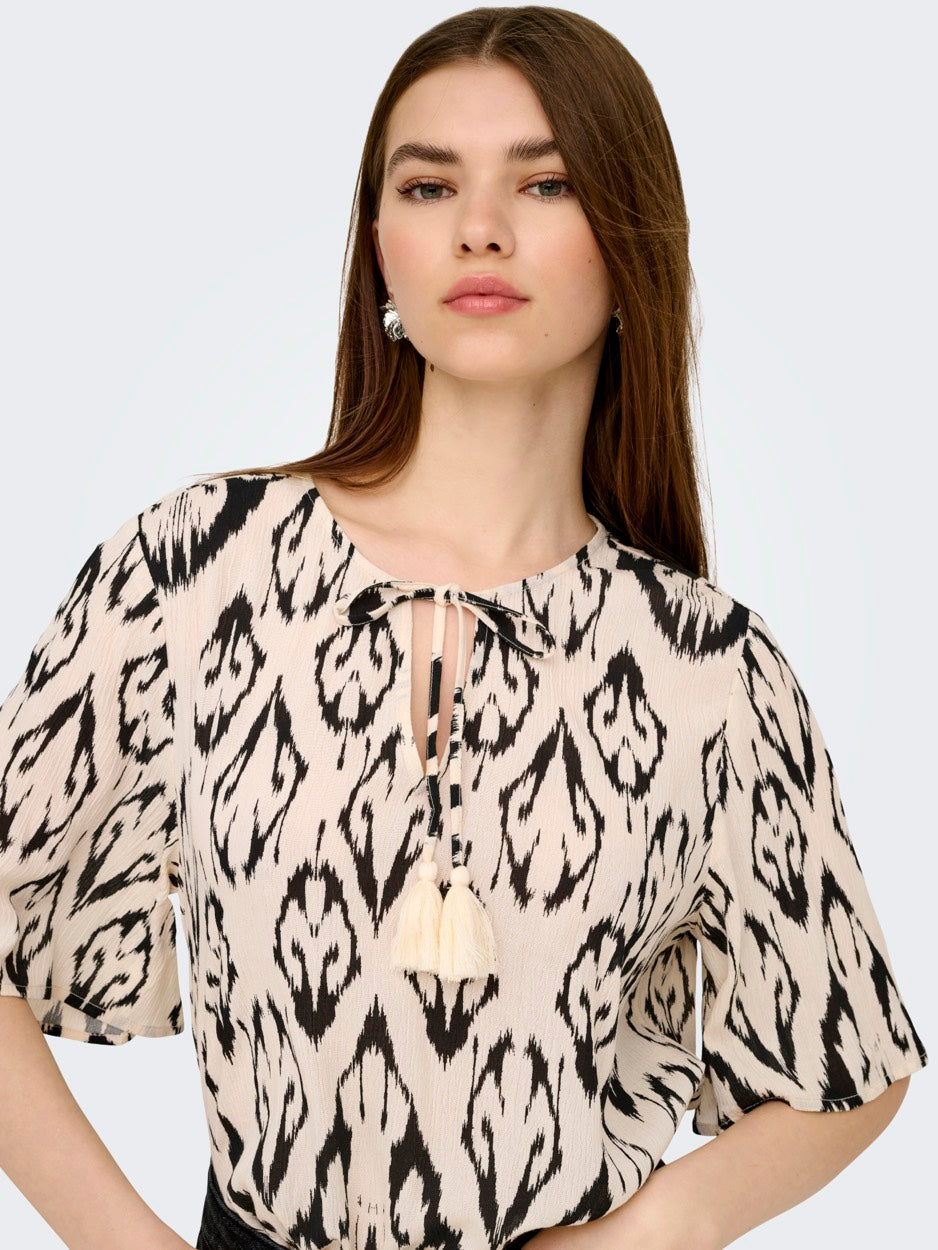 Jdybree Life 2/4 Top Wvn - Ecru Dessin