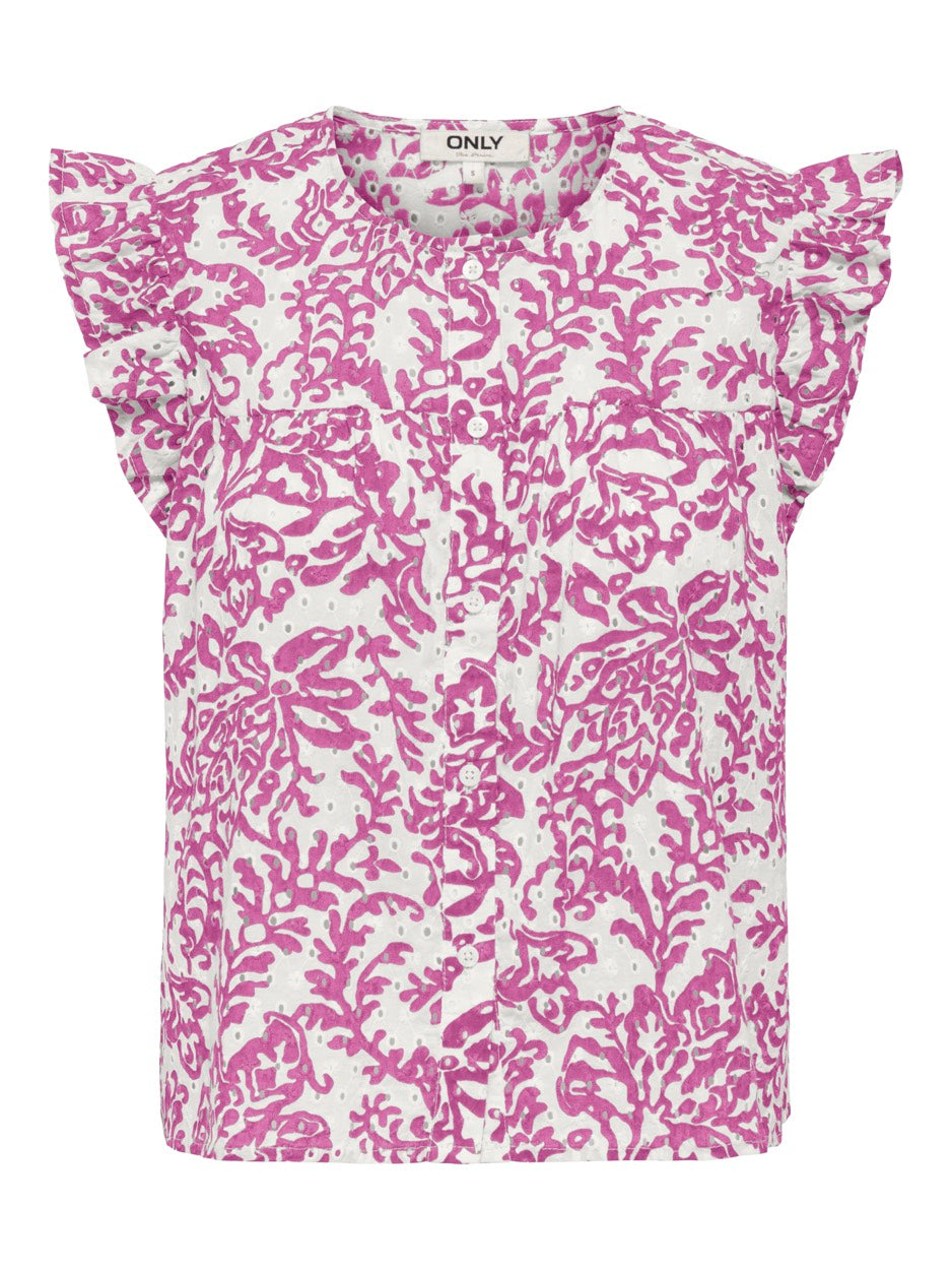 Onlamanda Chanee Cap Emb Top Wvn - Wit Dessin