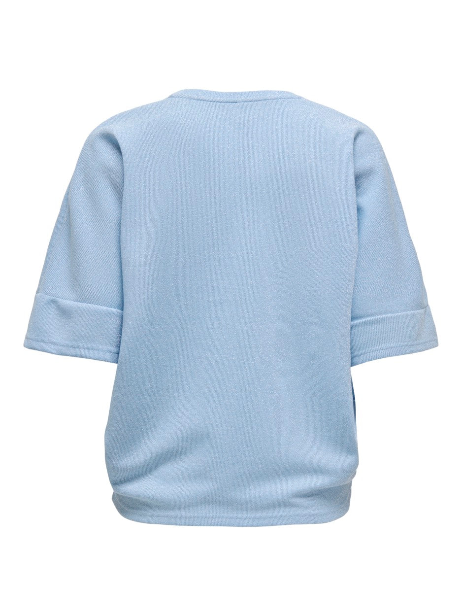 Onlivy S/s Glitter V-neck Top Cs Jr - Lichtblauw