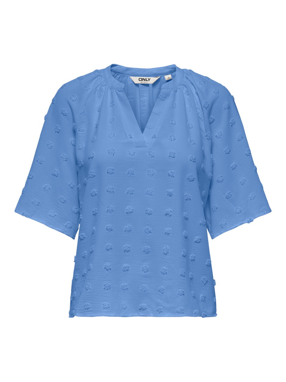 Onlivana Life 34 Dobby V-neck Top Wvn Cs - Kobalt