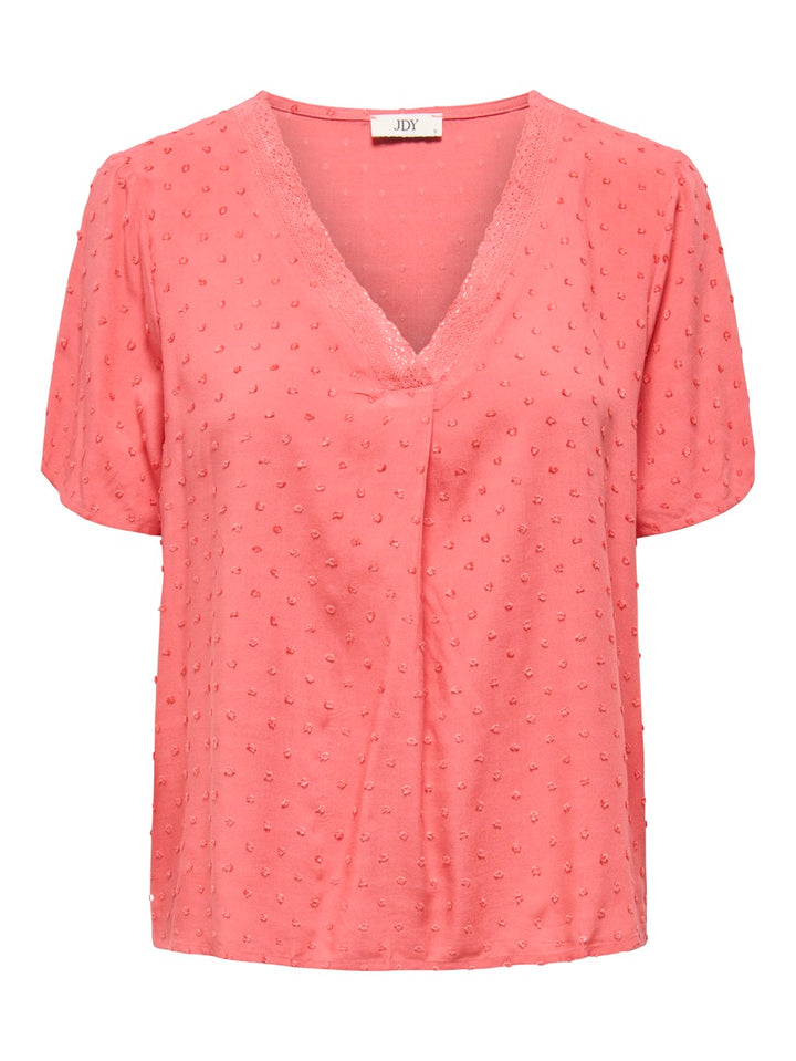 Jdydiana Life S/s Top Wvn Dia - Koraal Rood