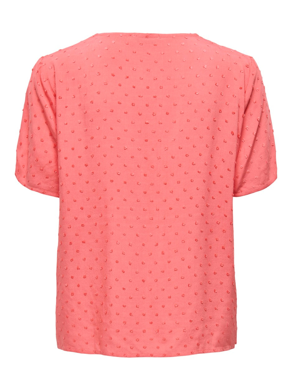 Jdydiana Life S/s Top Wvn Dia - Koraal Rood