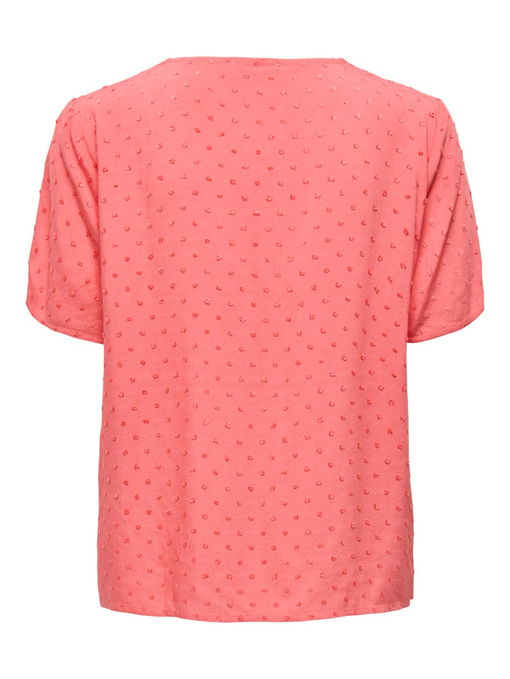 Jdydiana Life S/s Top Wvn Dia - Koraal Rood
