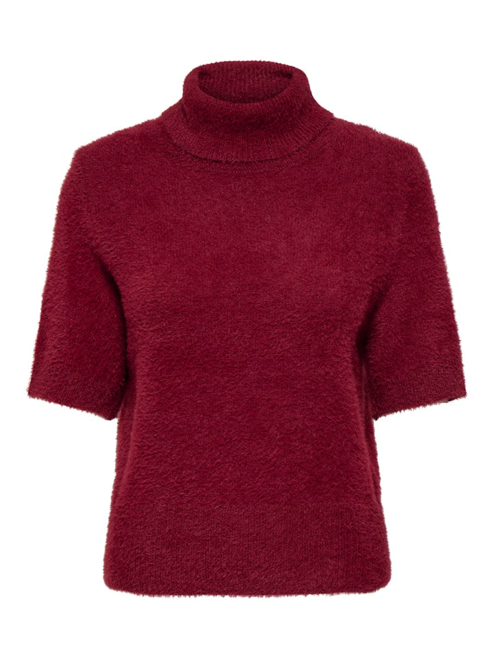 Onlpiumo Ss Highneck Knt - Wijnrood