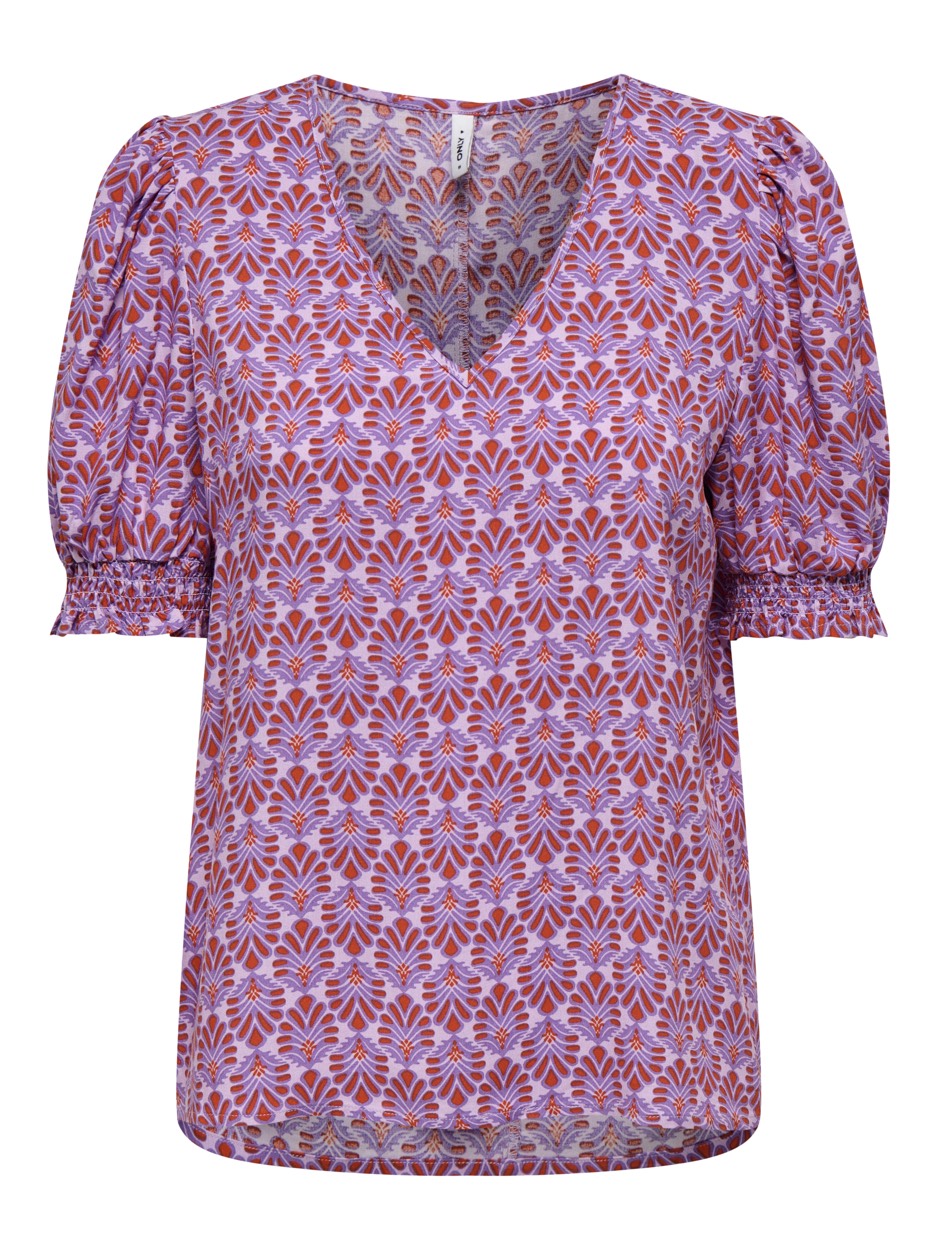 Onlnova Life Vis S/s Blair Top Aop - Paars Dessin