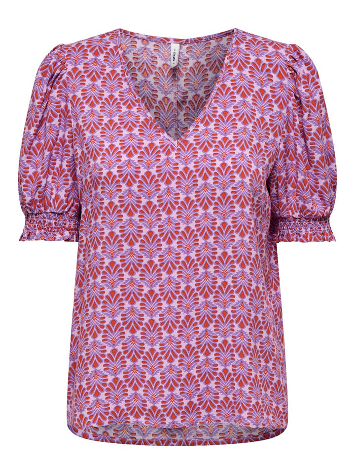 Onlnova Life Vis S/s Blair Top Aop - Paars Dessin