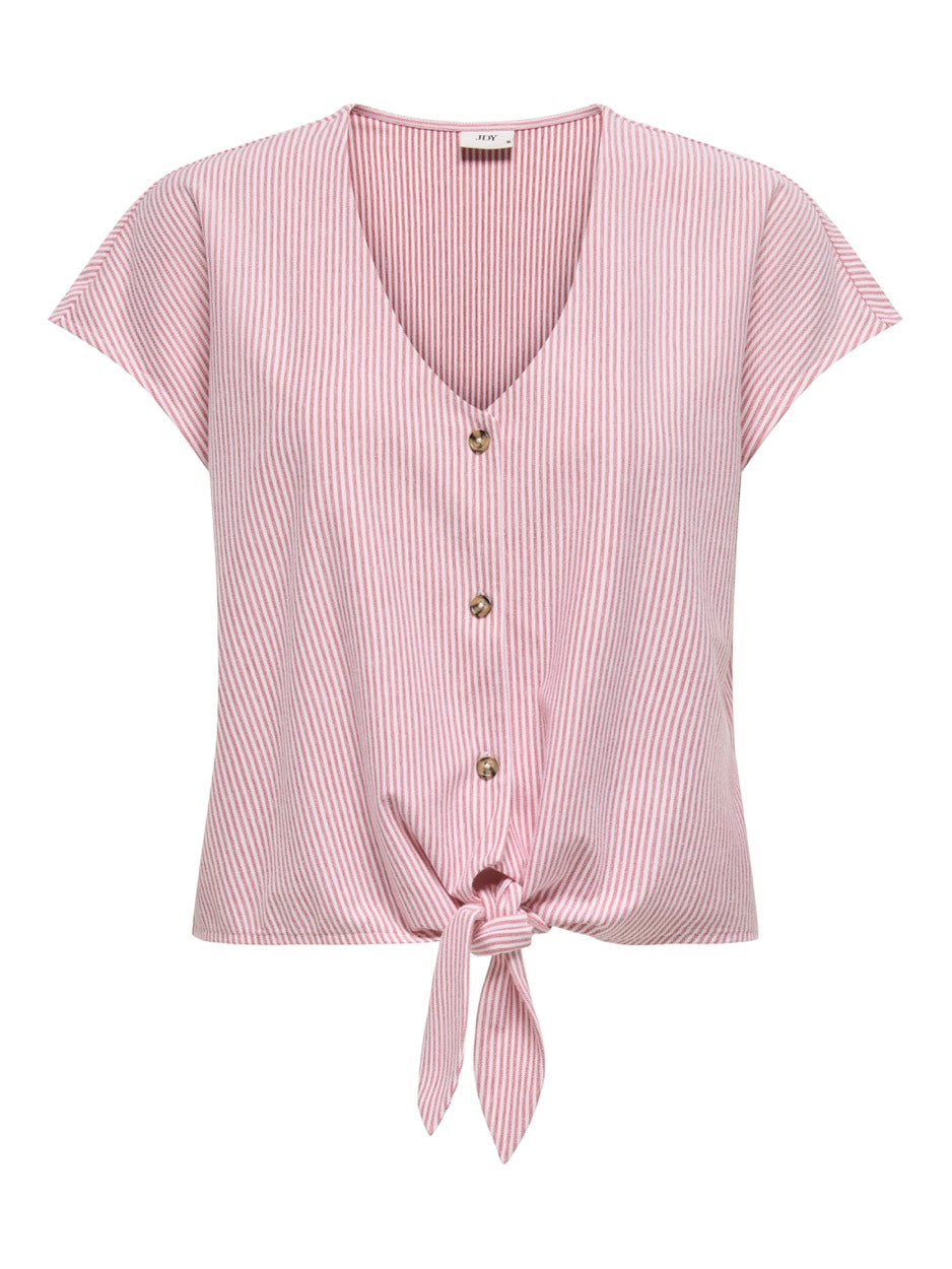 Jdynelli S/s Knot Top Jrs - Roze Dessin