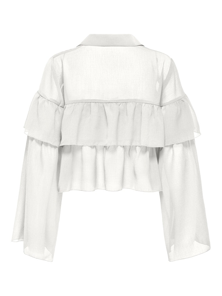Onlsuzzi L/s Frill Tie Top Ox Wvn - Off-white
